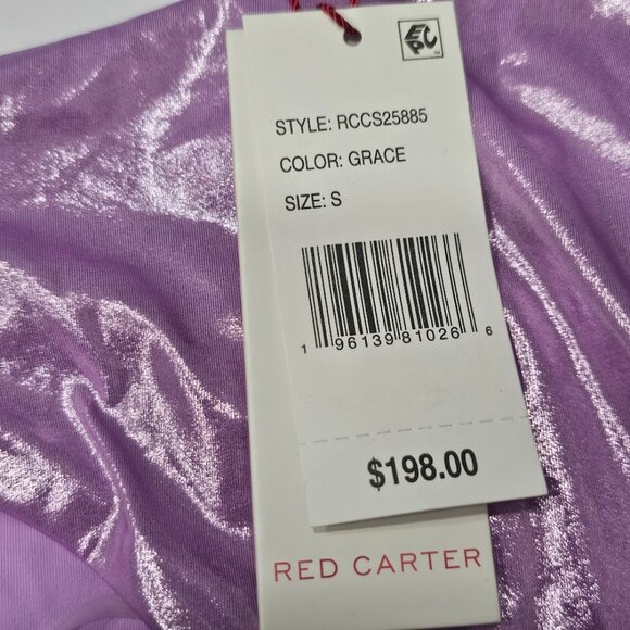 Red Carter Shimmer Asymmetric-Button One-Piece Swimsuit - Picture 8 of 10